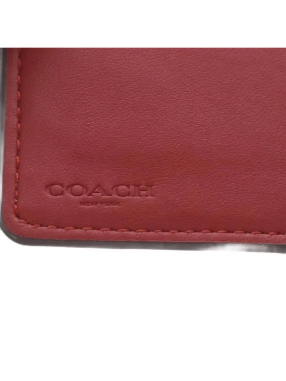 Coach Wallet Bi-Fold Signature canvas Leather L-Zip Brown Red C0082 - like New